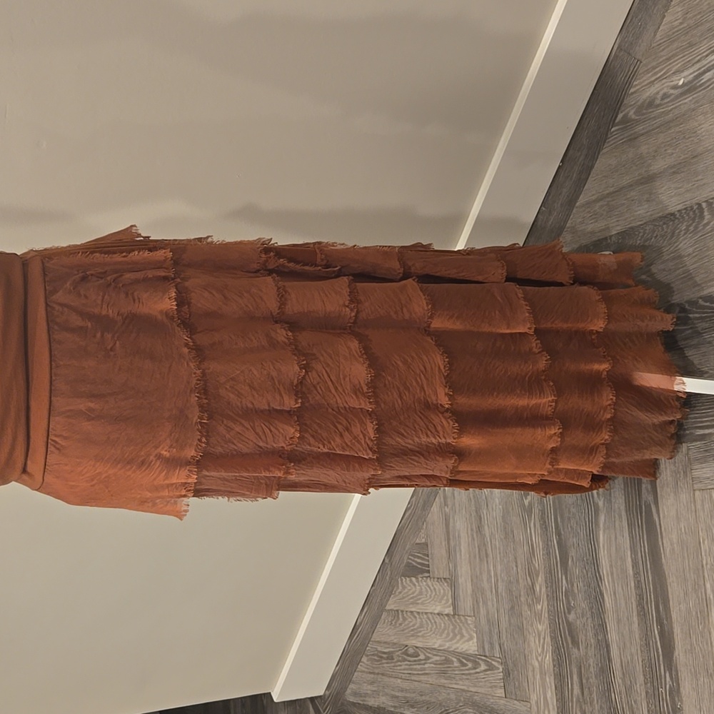 Elegant Rust Layered Skirt